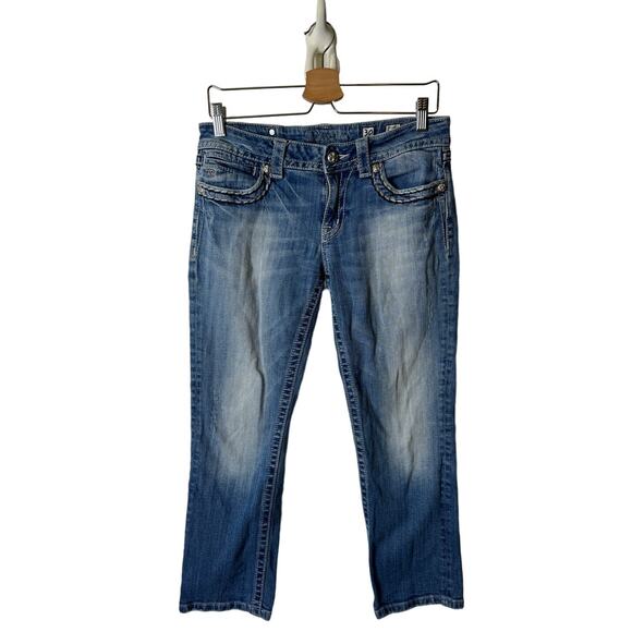 Miss Me Women's 30 Cropped Light Blue Jeans JE5100C7 Embellished Cross Y2K - Picture 1 of 12